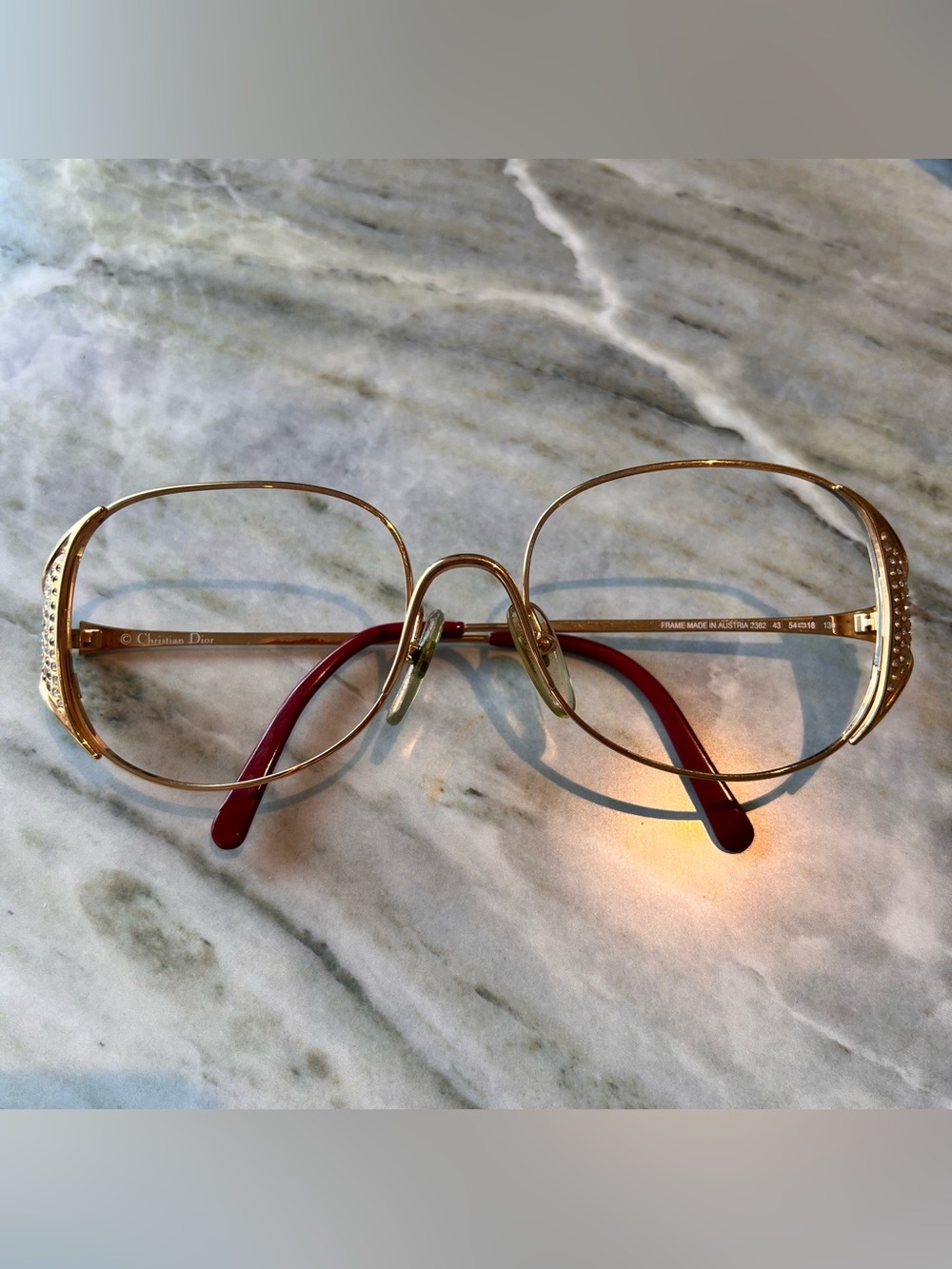 Christian Dior Vintage 1980s Gold Rhinestone Oversized Eyeglass Made in Austria - Picture 3 of 14